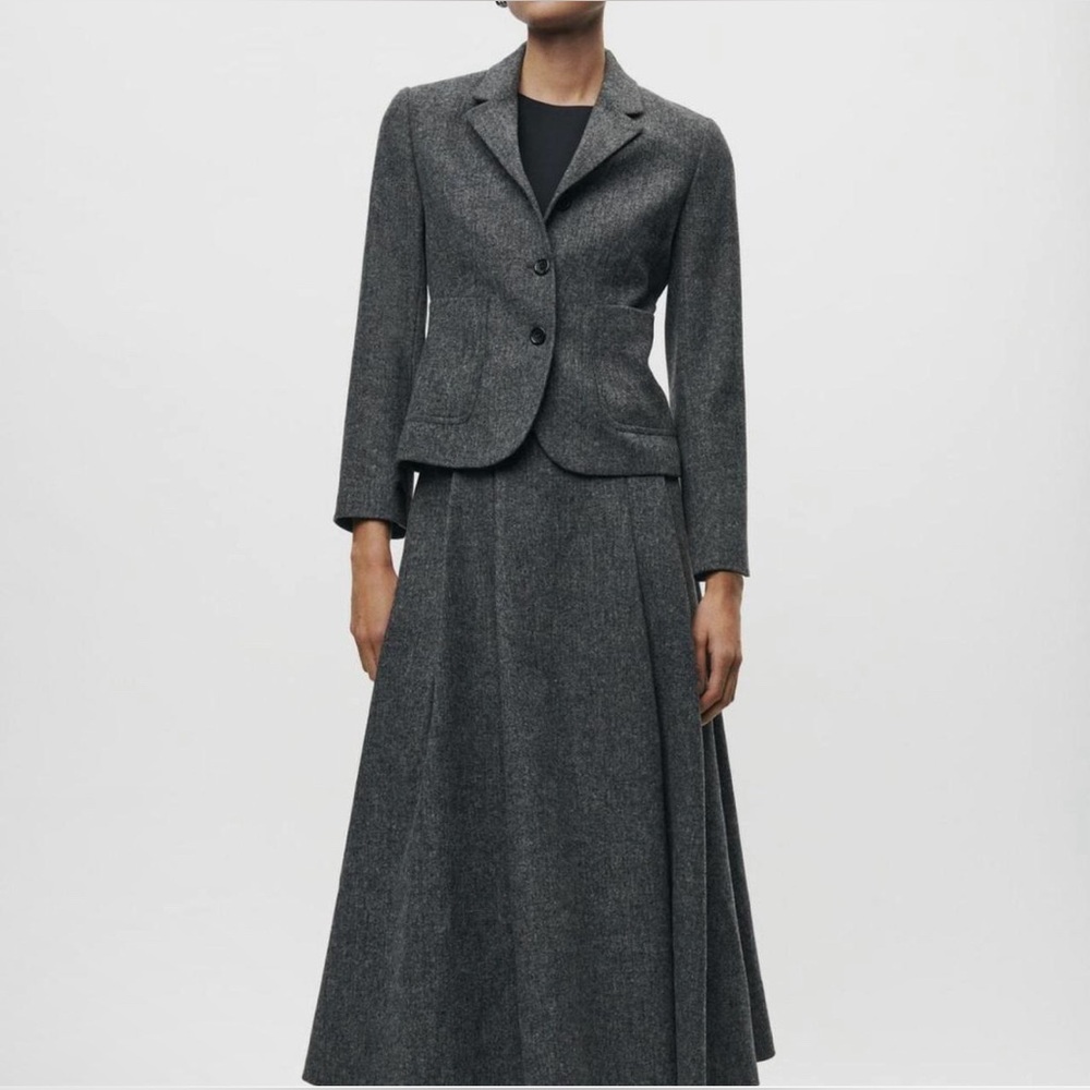 NWT ZARA ZW COLLECTION 
MINIMALIST WOOL BLEND BLAZER+SKIRT SET